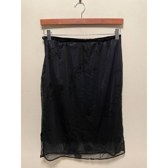 Vintage Norton Mcnaughton Womens Skirt Size 10 Black Floral Mesh Whimsigoth 90s - Picture 4 of 11